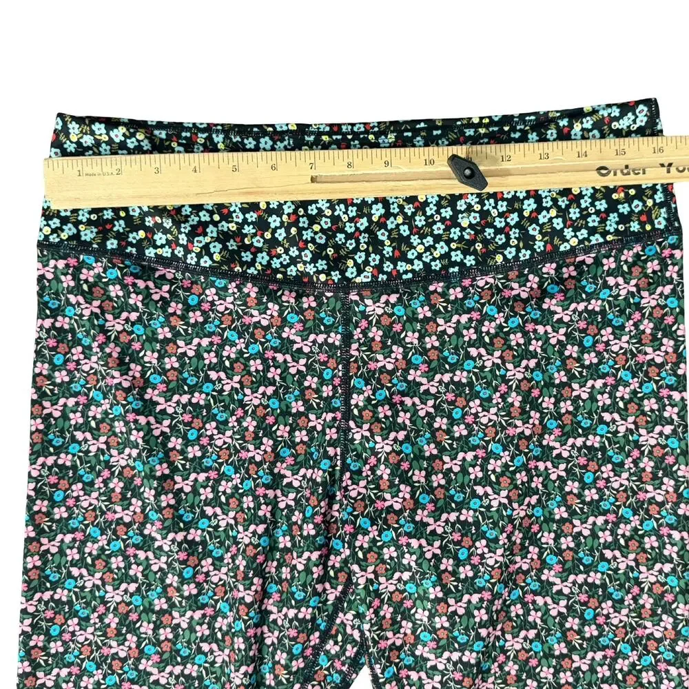 Nike One 7/8 Pink Blue Black Floral High Waist Performance Leggings Size XL